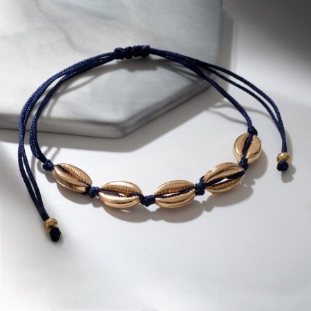 Bracelet "shell" on the thread, the color is silver-blue in gold, d = 6 cm-1