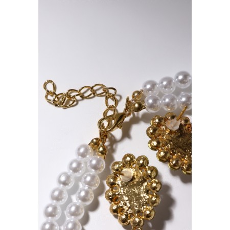 Set 2 objects: earrings, Antoinette necklace, a flash, white color in gold, 40 cm-5
