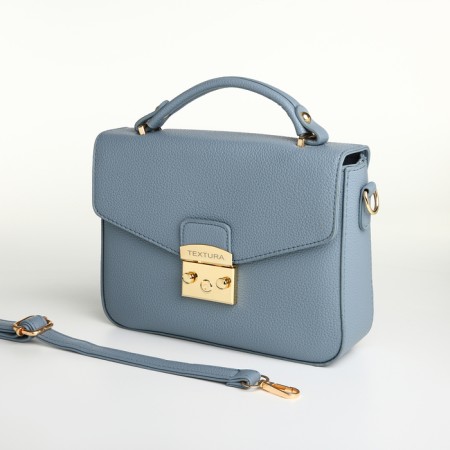Women's bag on the valve, Textura, small size, blue color-11