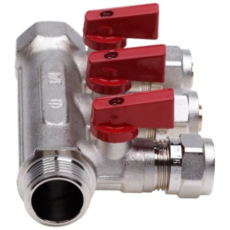 Universal collector Aqualink, 3/4 "X3/4" x16 mm, internal/outer, 4 outputs, Euroconus-4