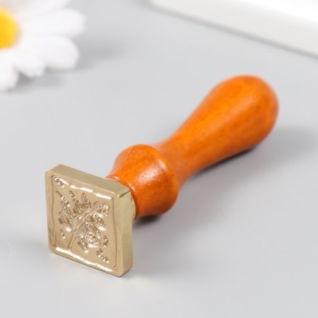 Printing for waxing with a wooden handle "Vetka with leaves" 9x2.5x2.5 cm-4