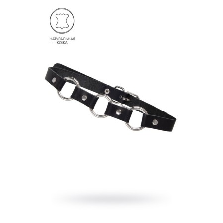 Pecado BDSM chocker-sewer, with rings in the form of a chain, genuine leather, black