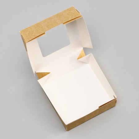 Folding box, with a window, craft, 11.5 x 11.5 x 4 cm-3