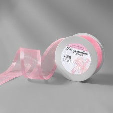 Decorative tape, nylon/satin, 40 mm, 18 ± 1 m, pink color