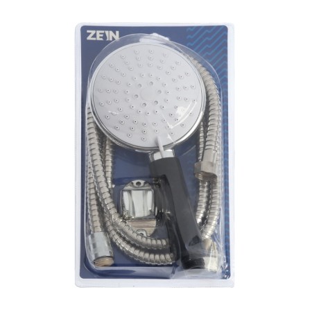 Shower Set Zein Z0405, hose 150 cm, holder, watering can 5 modes, black hand, chrome-2