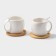 Tea ceramic tea on a wooden stand “Estet”, 6 objects: 2 cups 200 ml, 2 stands 9.5 cm, 2 spoons, white color