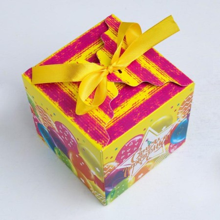 Gift folding box, packaging, "Happy Birthday", 12 x 12 x 12 cm-3