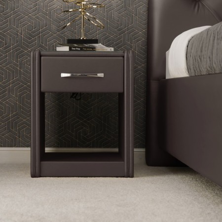 Narrow cabinet "Alero", 1 box, 410 × 430 × 530 mm, eco -leather, color bitter chocolate-1