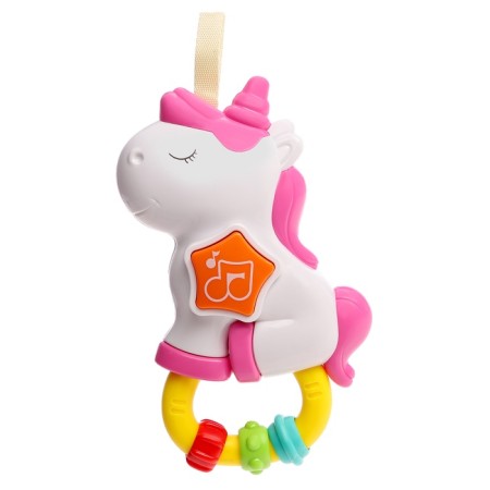 Musical toy - Suspension "Favorite Unicorn", eruption - rattle, sound, light, pink color-1
