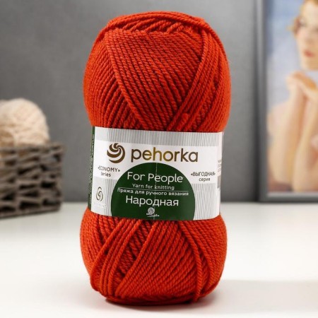 Yarn "Narodnaya" 30% wool, 70% acrylic volume 220m/100g (30-sv. Terracot)-6
