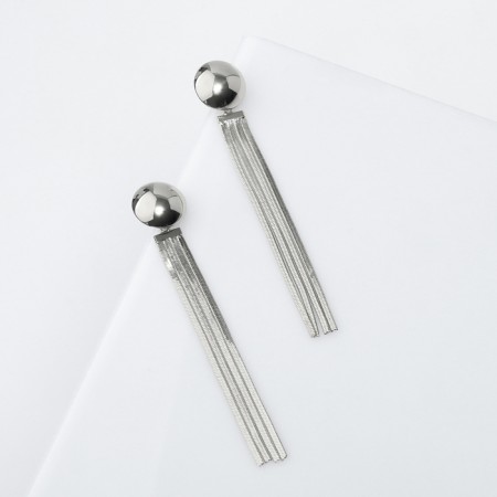 Hanging earrings "Waterfall" 4 threads mini, color silver-1