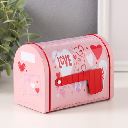 Casket metal mailbox "Romance" pink 13.3x8x9.5 cm-3