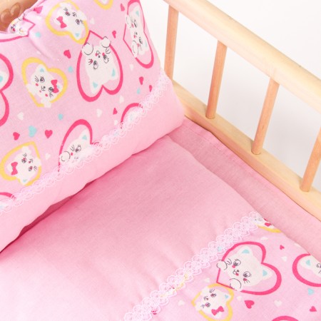 Puppet bed “kittens in the hearts”: sheet, blanket 46 × 36 cm, pillow 23 × 17 cm-5