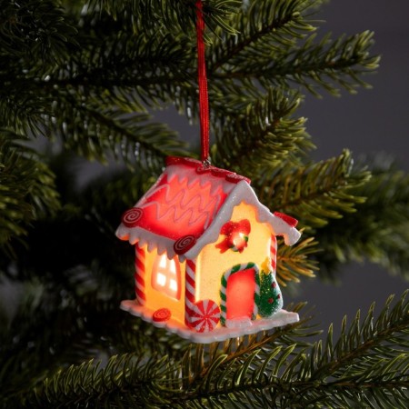 Fir -tree toy "Ginger House" 6 × 6.8 × 6 cm, from batteries, glow warm white