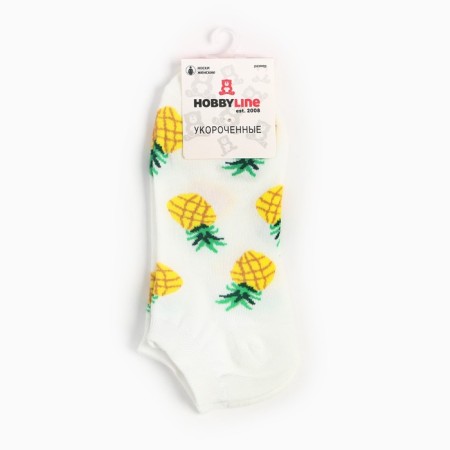 Women's socks shortened "pineapple", white color, size 23-25 ​​(36-40)-4