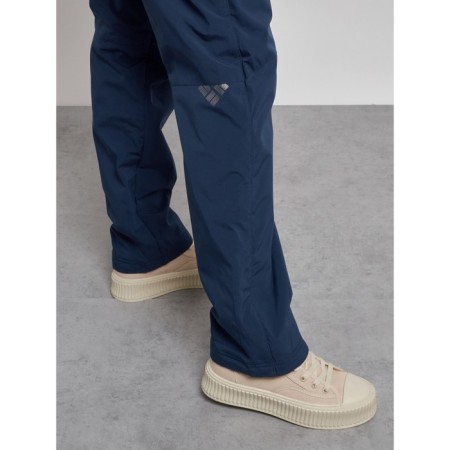 Warmed female trousers, size 50, dark blue color-11