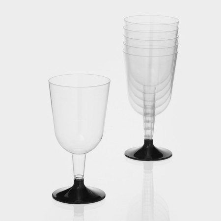 Plastic disposable glass for wine, 200 ml, transparent color-10