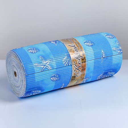 Bathroom rug "shells", width 65 cm, roll 15 m, blue color-2