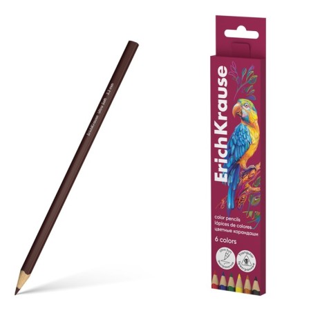 Pencils 6 colors Erichkrause "Safari", wood, trihedral, euro suspension-1