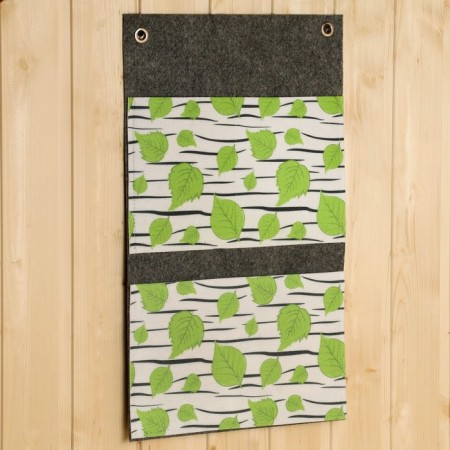 Vertical wall -mounted suspended organizer on eyelets 3 departments, print Birch, Gray, 3