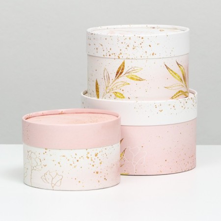 A set of hat boxes 3 in 1 "Tenderness", hooked, 16 x 10, 14 x 9, 13 x 8.5 cm