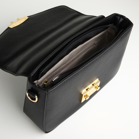 Women's bag on the valve, Textura, small size, black color-12