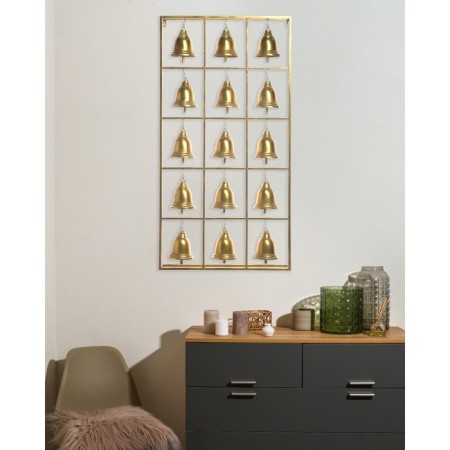 Decor wall metal "bells" 15 bells gold 97x50.5x10 cm