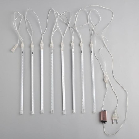 Garland “icicles” 2.5 × 0.3 m, IP65, transparent thread, 192 LED, red glow with a drain effect, 12 V-3