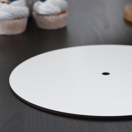 The cake substrate with a hole, d = 24 cm, h = 0.3 cm, the diameter of the hole 1 cm-3