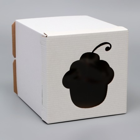 Box for a cake with a window, "cake", white, 26 x 26 x 30 cm-2