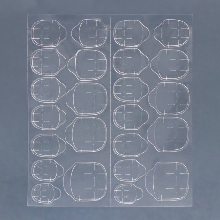Nyud overhead nails, 24 pcs, adhesive plates, square shape, glossy pale pink color-5