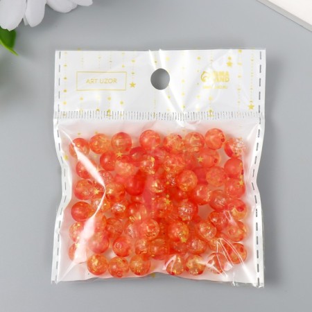 Beads for creativity Plastic "LEARD BUST Red-yellow" set 20 grams 0.8x0.8x0.8 cm-3