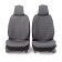 Caps on the front seats Car Performance, 2 pcs, fiberflax (soft flax), rhombus, ser./Gray