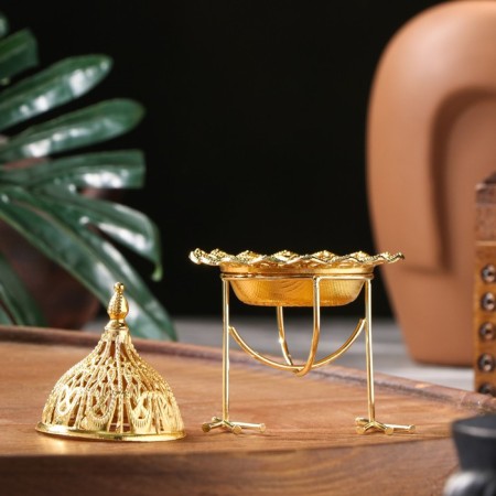 Kurilnitsa for incense powder and cones "Globus", golden, 8x6.7 cm-1