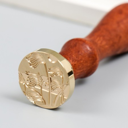 Printing for wax with a wooden handle "Wind in the field" 9x2.5x2.5 cm-3
