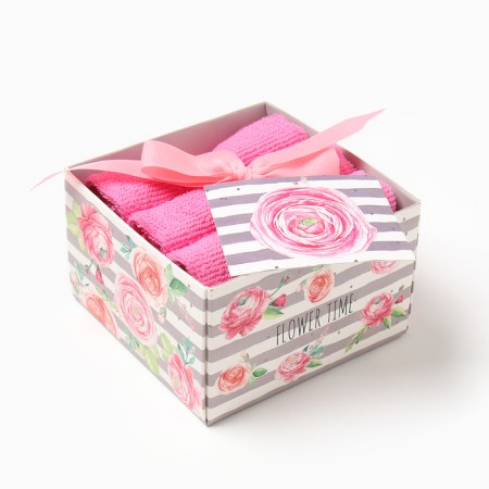 Set of terry towels "Flower Time" 30x30 cm - 3 pcs, cotton 340g/m2-5