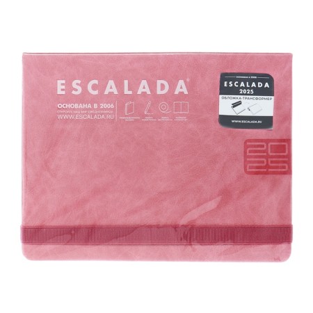 Dated 2025, 250 x 190 mm, 54 sheets, gluing, Escalada, hard -leather cover, pancake embossing, tinted block 70 g/m2, pink-11