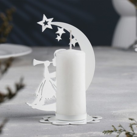 Luna Climber Metal for one candle, 7.1x10.8x14.7 cm, white