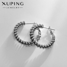 Серьги-кольца XUPING сияние, цвет серебро, d=2,5 см