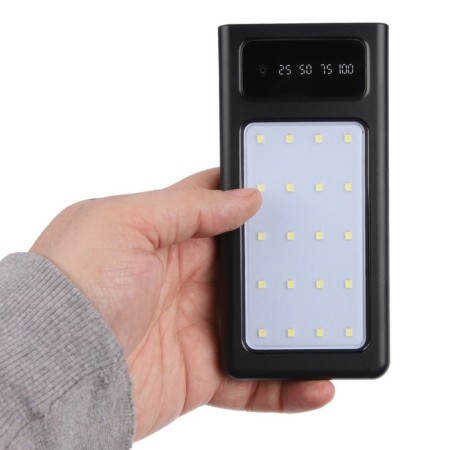 External battery 485, 10000 mAh, Type-C/Lightning/MicroUSB cables, lantern, black-9
