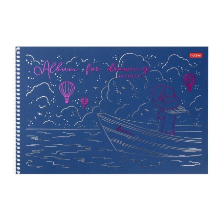 Album for drawing A4, 40 sheets on the crest "Dream ON", cover coated cardboard, matte lamination, 3D foil, block 100 g/m2, mix-4