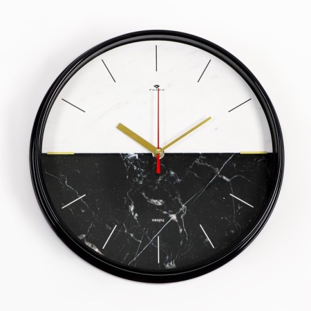 Wall clock, interior "marble", silent, d-29 cm