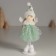 Interior doll "Angel in a green dress with a white collar" 5.5x6.5x20.5 cm
