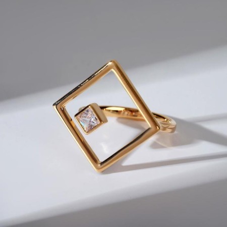 Ring "Trend" rhinestone in the middle, the color is white in gold (from 19 size)-1