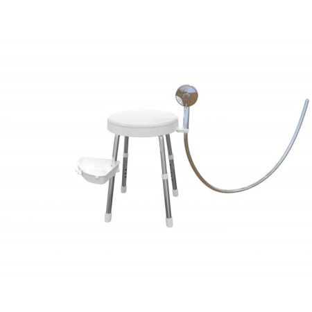 Apollo seat for the bathroom, with a holder, shelf, aluminum, plastic, d = 36 cm, white color-1