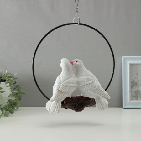 Suspended decor "pair of pigeons" 24x24x26cm-3