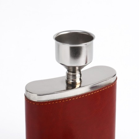 Flaw for alcohol and water, stainless steel, cover, 240 ml, 8 oz, 3 piles and funnels-3