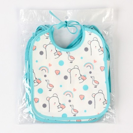 Bibs laid the children's baby, 17x20 cm (packing 10 pcs., Turquoise edging)-4