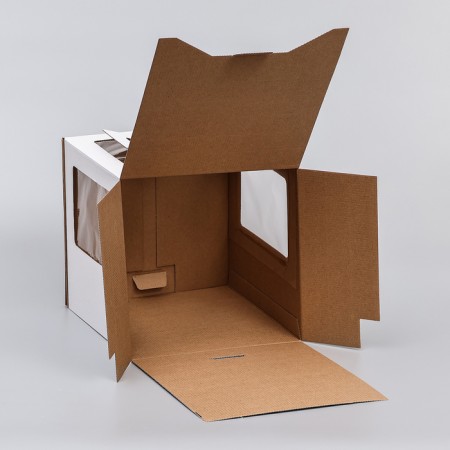 Box for cake 2 windows, with handles, white, 26 x 26 x 26 cm-3