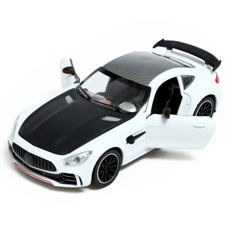 Metal machine, 1:24, inertial, doors, hood, trunk, white color are opened-5